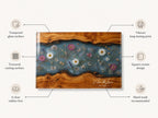 Personalized Cutting Board, Blue Floral Cheese Board, Custom Kitchen Gift