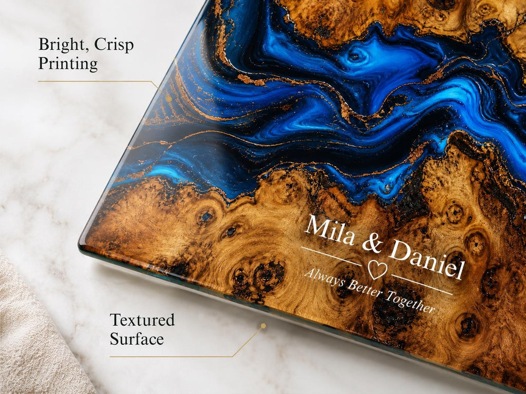 Blue Cutting Board, Personalized Charcuterie Board, Custom Kitchen Gift for Couple