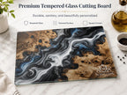 Personalized Glass Cutting Board - Purple Geode Art with Custom Names
