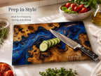 Glass Cutting Board: Personalized Purple Geode Art (Wedding or Housewarming)