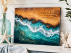 Personalized Beach Cutting Board, Ocean Wave Glass Board, Custom Couple Kitchen Gift