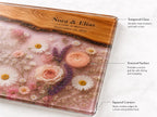Glass Cutting Board - Purple Geode Design with Custom Couple Names