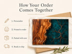 Personalized Charcuterie Board, Dark Teal Marble Glass Cutting Board, Custom Couple Gift