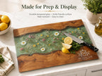 Personalized Cutting Board, Green Floral Chopping Board, Family Kitchen Gift