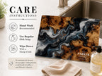 Personalized Glass Cutting Board: Blue Resin Look with Gold Accents