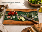 Personalized Floral Cutting Board, Green Daisy Glass Board, Custom Couple Kitchen Gift
