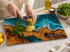 Personalized Cutting Board, Ocean Wave Charcuterie Board, Coastal Kitchen Gift