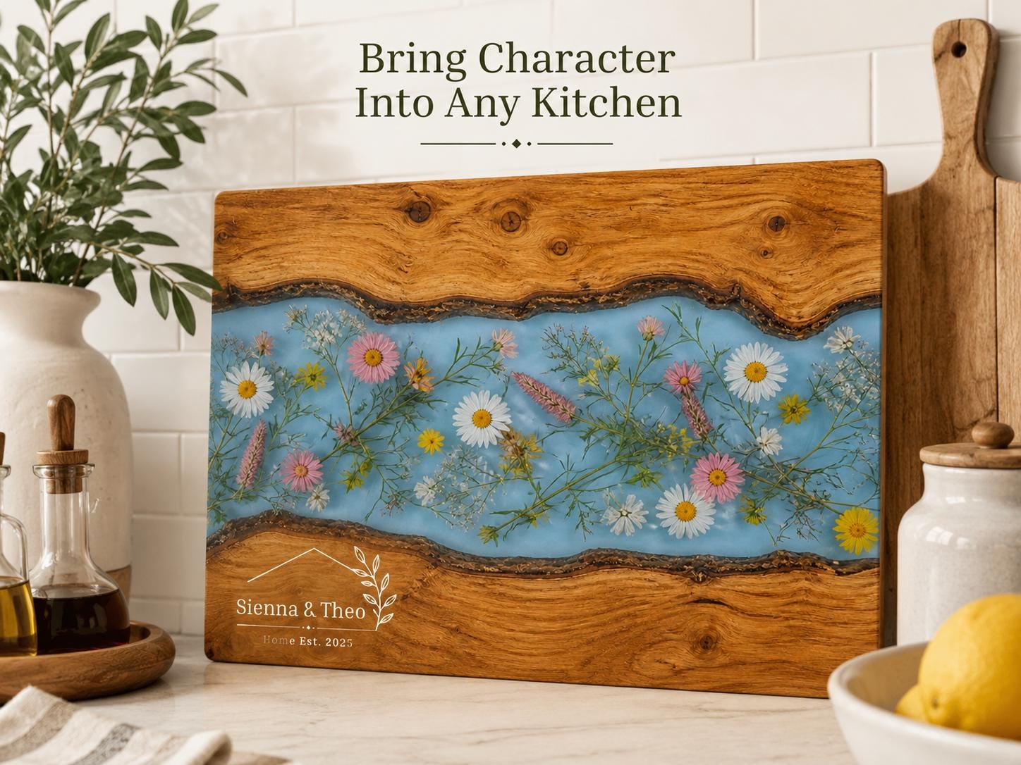 Housewarming Gift Cutting Board, Personalized Floral Board, Custom Kitchen Gift