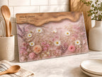 Personalized Chopping Board, Pink Floral Cheese Board, Bridal Shower Gift