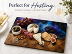 Custom Glass Cutting Board: Purple Geode Style - Personalized Names