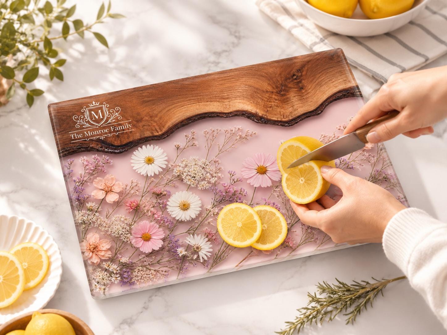 Glass Cutting Board: Purple Geode Art - Personalized with Names