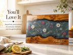 Personalized Cutting Board, Blue Floral Cheese Board, Custom Kitchen Gift