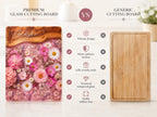 Personalized Floral Cutting Board, Pink Wildflower Glass Board, Custom Kitchen Gift