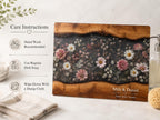 Personalized Floral Cutting Board, Dark Wildflower Glass Board, Custom Couple Kitchen Gift