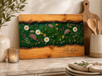 Custom Glass Cutting Board: Blue Resin Style - Personalized Names Included