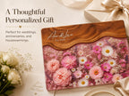 Personalized Floral Cutting Board, Pink Wildflower Glass Board, Custom Kitchen Gift