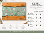 Personalized Glass Cutting Board: Blue Resin Look with Gold Accents