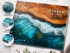 Custom Glass Cutting Board - Purple Geode Design with Couple Names