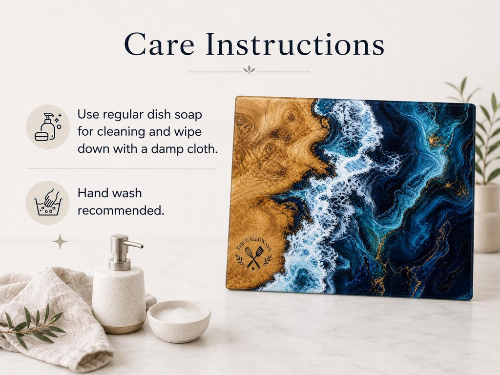 Personalized Glass Cutting Board: Purple Geode Design with Names