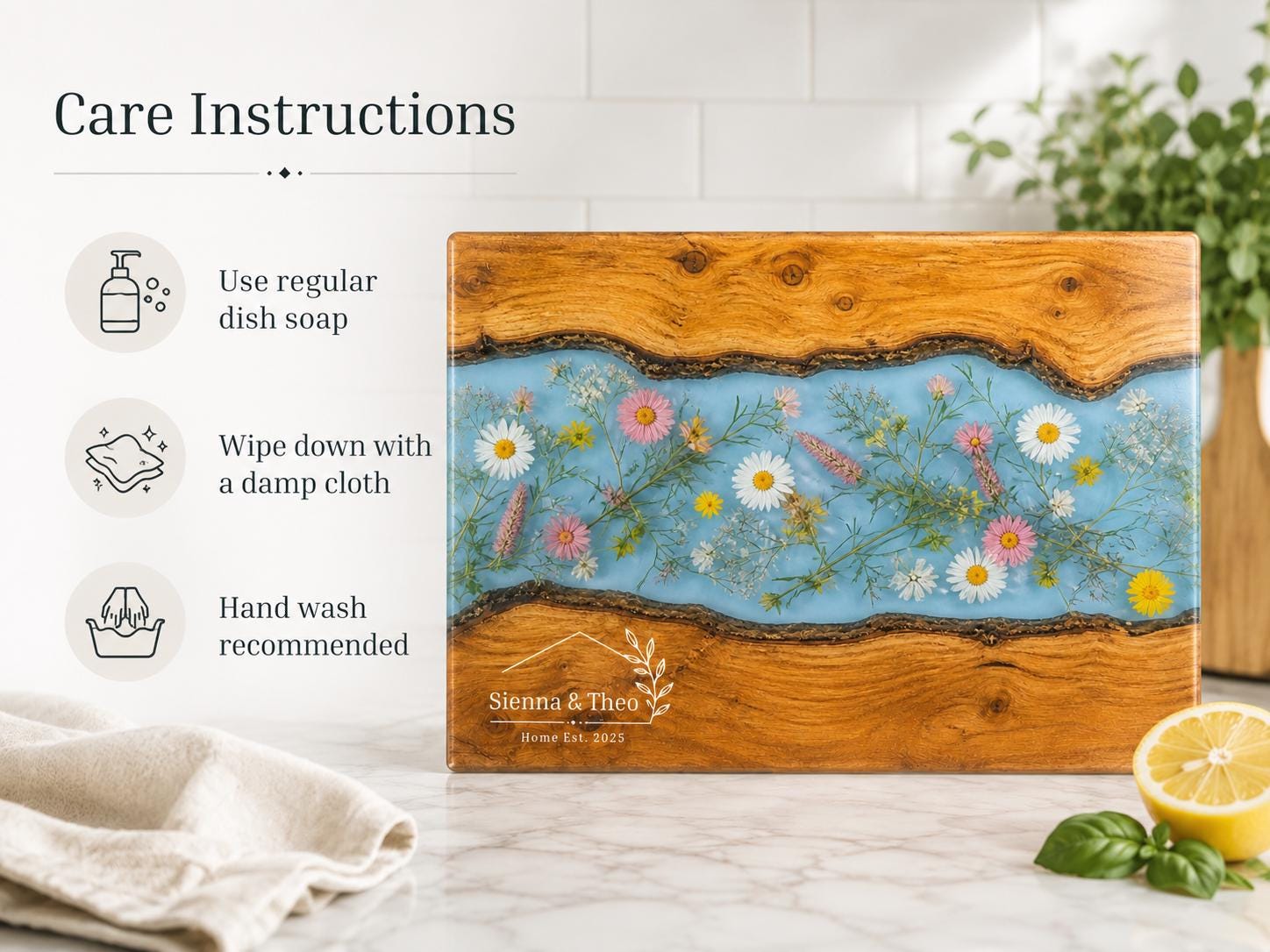 Housewarming Gift Cutting Board, Personalized Floral Board, Custom Kitchen Gift