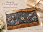 Personalized Floral Cutting Board, Dark Wildflower Glass Board, Custom Couple Kitchen Gift