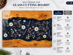 Personalized Glass Cutting Board, Blue Resin & Wood Design (8x11 or 11x15)