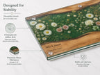 Personalized Floral Cutting Board, Green Daisy Glass Board, Custom Couple Kitchen Gift