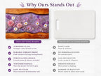 Personalized Floral Cutting Board, Purple Wildflower Glass Board, Custom Kitchen Gift for Housewarming