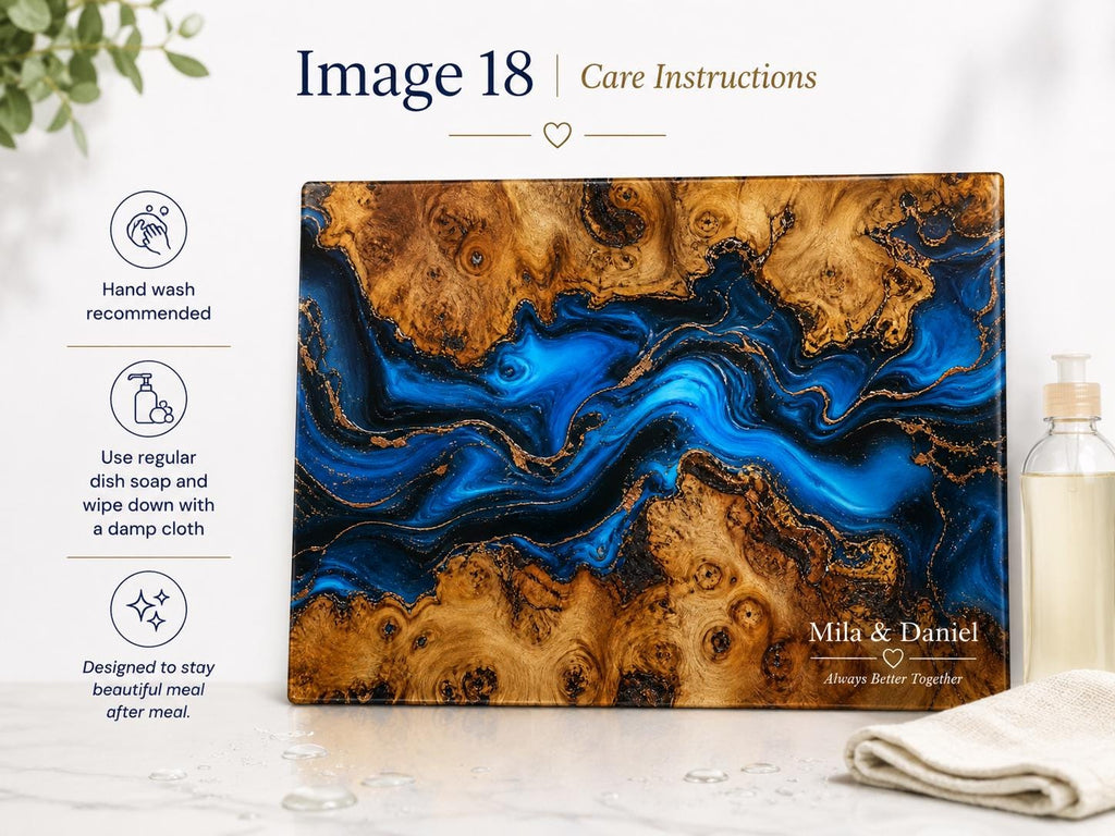 Blue Cutting Board, Personalized Charcuterie Board, Custom Kitchen Gift for Couple