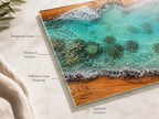 Personalized Glass Cutting Board: Blue Resin Look, Custom Names