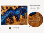 Glass Cutting Board: Personalized Purple Geode Art (Wedding or Housewarming)