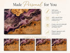 Personalized Glass Cutting Board, Purple Geode Kitchen Decor, Custom Couple Name Board, Wedding or Anniversary Gift