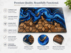 Custom Glass Cutting Board: Blue Resin Style - Names and Dates Included