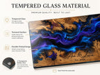 Personalized Glass Charcuterie Board, Blue Purple Galaxy Serving Board, Custom Couple Name Cutting Board Gift