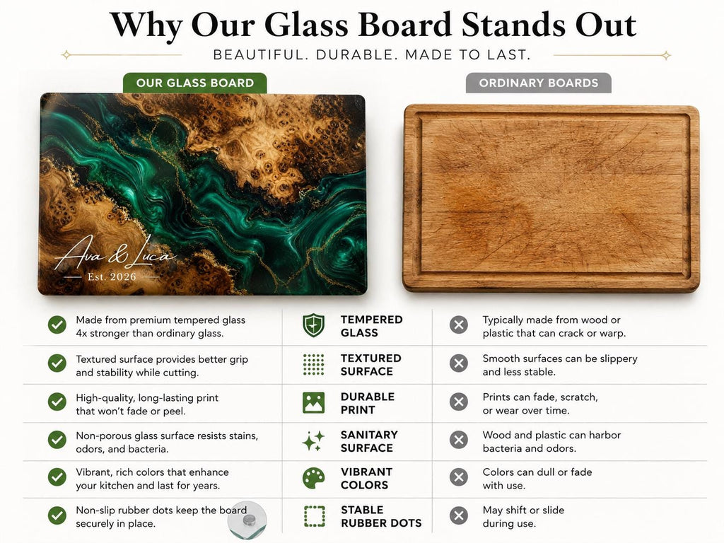 Personalized Green Chopping Board, Wood Grain Charcuterie Board, Wedding Gift Idea