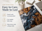Personalized Glass Cutting Board: Blue Resin Look with Gold Accents
