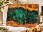 Glass Cutting Board: Custom Purple Geode Style - Personalized Names