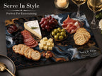 Custom Glass Cutting Board - Blue Resin Style with Gold Detail