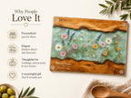 Glass Charcuterie Board: Personalized Blue Resin Design (Two Sizes)