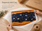 Personalized Glass Cutting Board: Blue Resin Look with Gold Accents