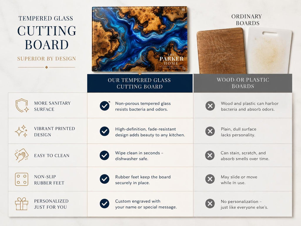 Custom Cutting Board: Blue Resin Look - Personalized Couple Names