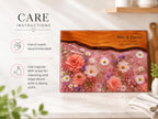 Personalized Glass Cutting Board, Pink Floral Tempered Glass Board, Custom Couple Wedding Gift