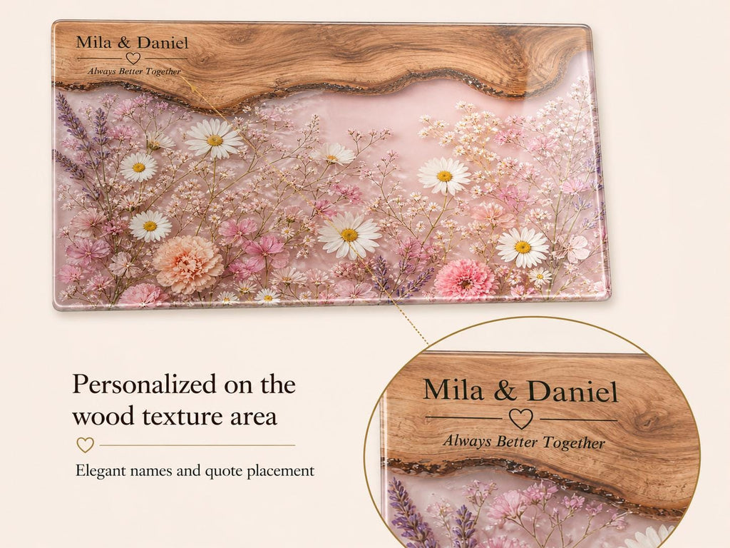 Personalized Chopping Board, Pink Floral Cheese Board, Bridal Shower Gift