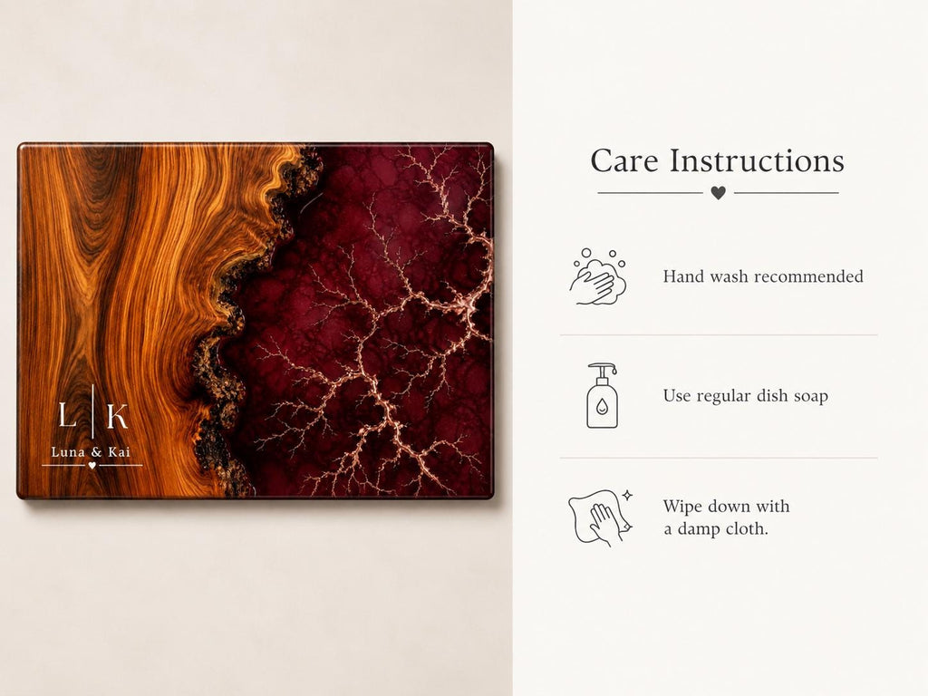 Purple Geode Glass Cutting Board - Personalized with Couple Names