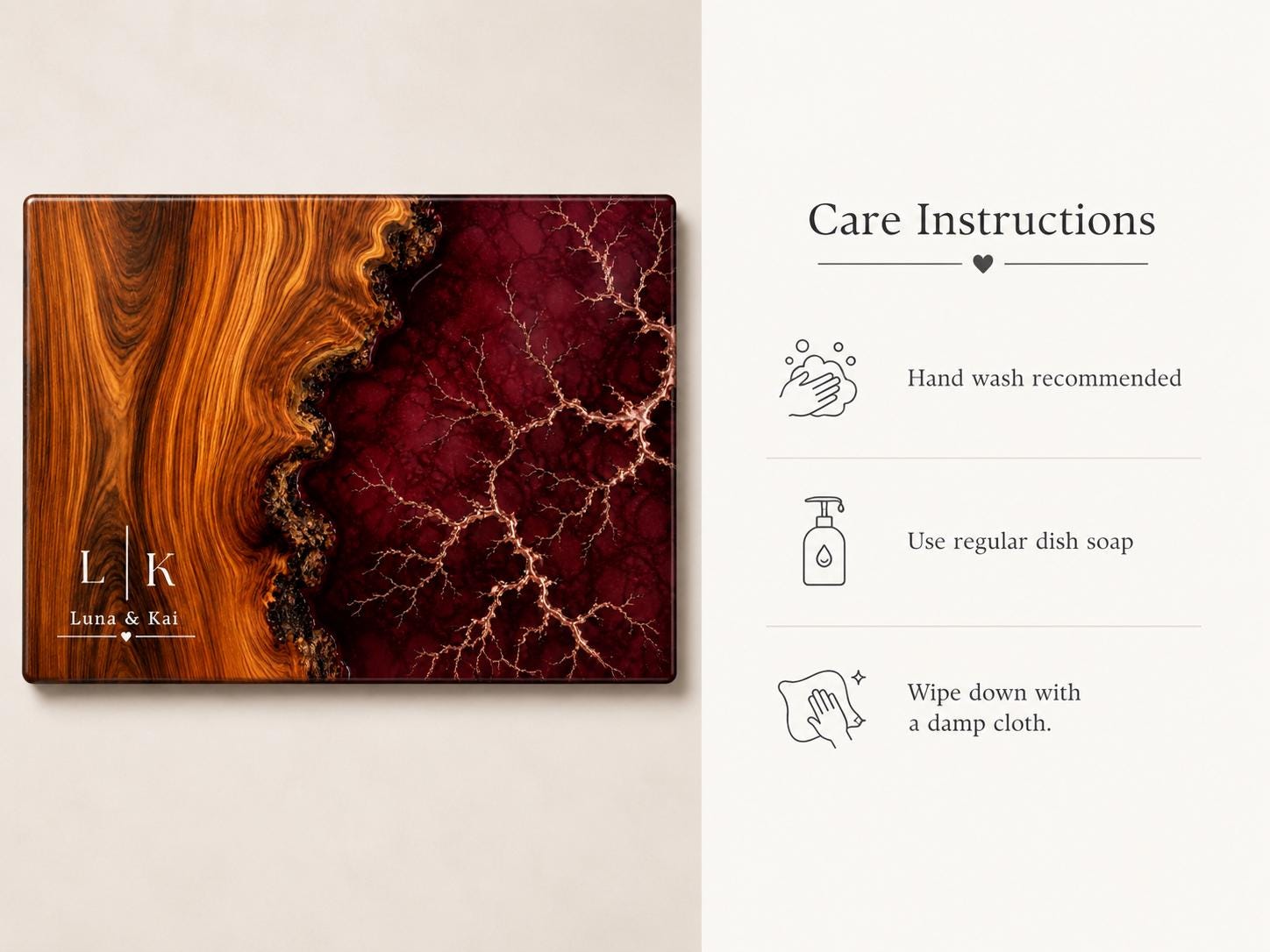 Purple Geode Glass Cutting Board - Personalized with Couple Names