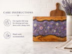 Glass Charcuterie Board - Custom Names, Blue and Wood Grain Design