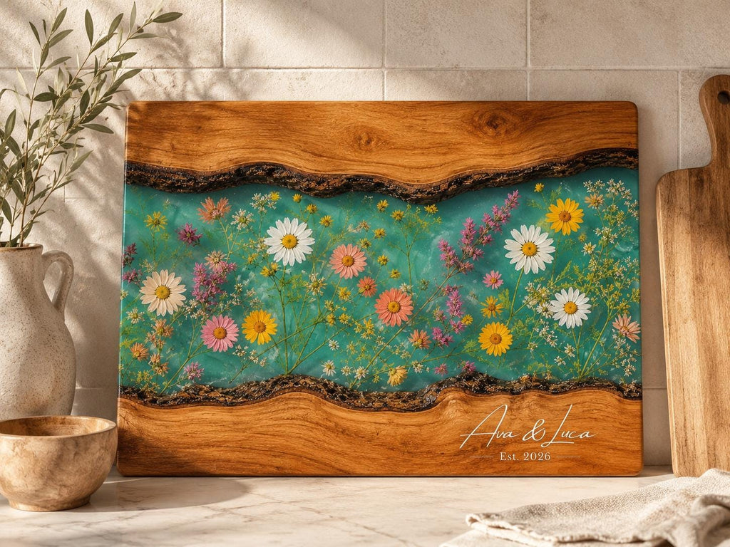 Personalized Cutting Board, Wildflower Chopping Board, Floral Kitchen Gift