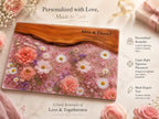 Personalized Glass Cutting Board, Pink Floral Tempered Glass Board, Custom Couple Wedding Gift