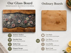 Personalized Floral Cutting Board, Dark Wildflower Glass Board, Custom Couple Kitchen Gift