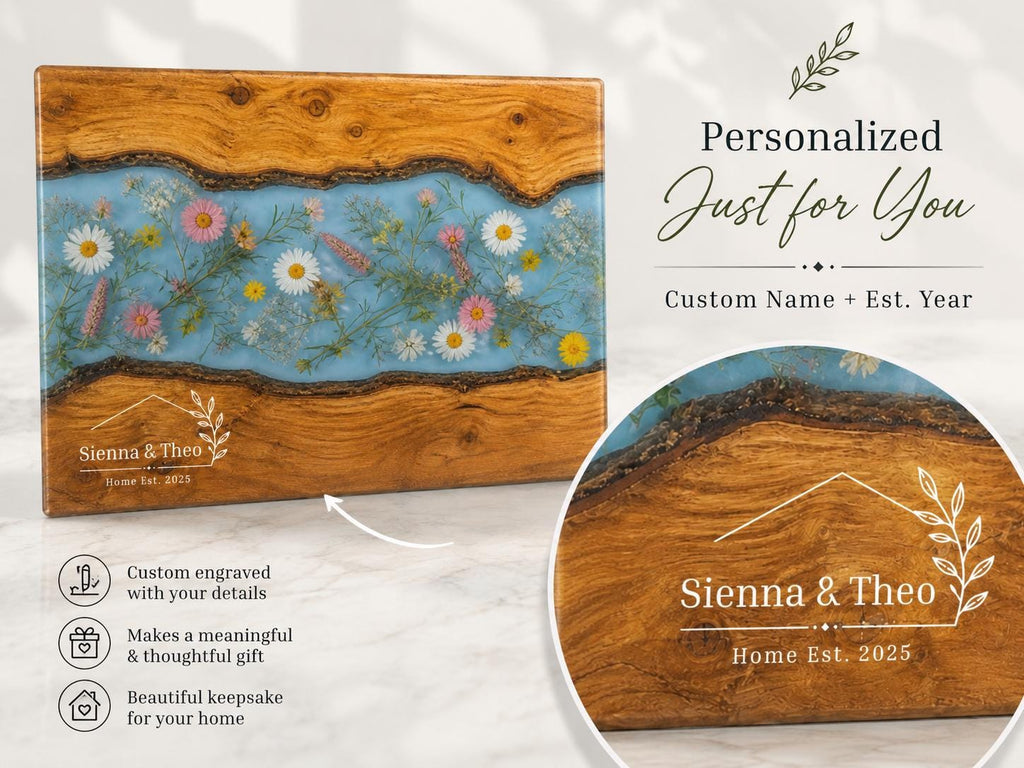 Housewarming Gift Cutting Board, Personalized Floral Board, Custom Kitchen Gift